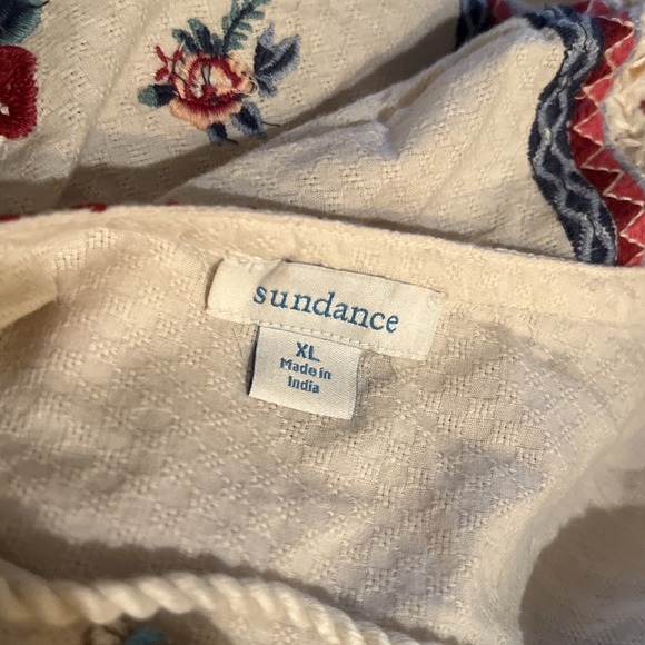 Sundance Wild Wonders Dress XL Linen Floral Embroidery Kaftan Slip Lined Cottage - Picture 5 of 5